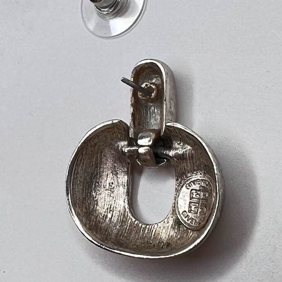 SOLD Givenchy Vintage Door Knocker Silver  Earrings Logo design - Picture 2 of 7